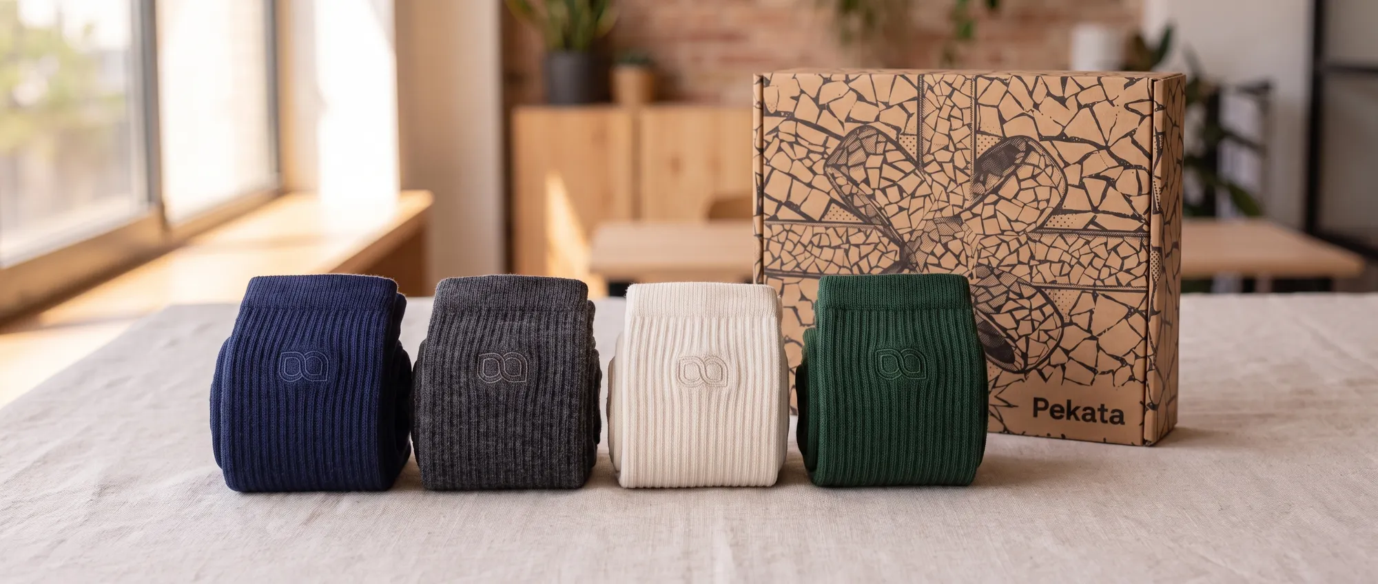 Halbhohe personalisierte Socken mit dem Logo eines Unternehmens in Jacquard gewebt