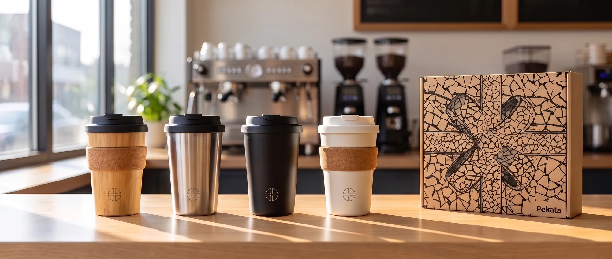 Wiederverwendbare personalisierte Kaffee-, Event- und Thermobecher mit dem Logo eines Unternehmens