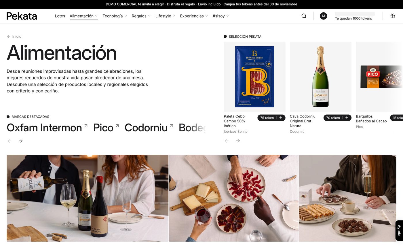 The Food category, with featured brands and products