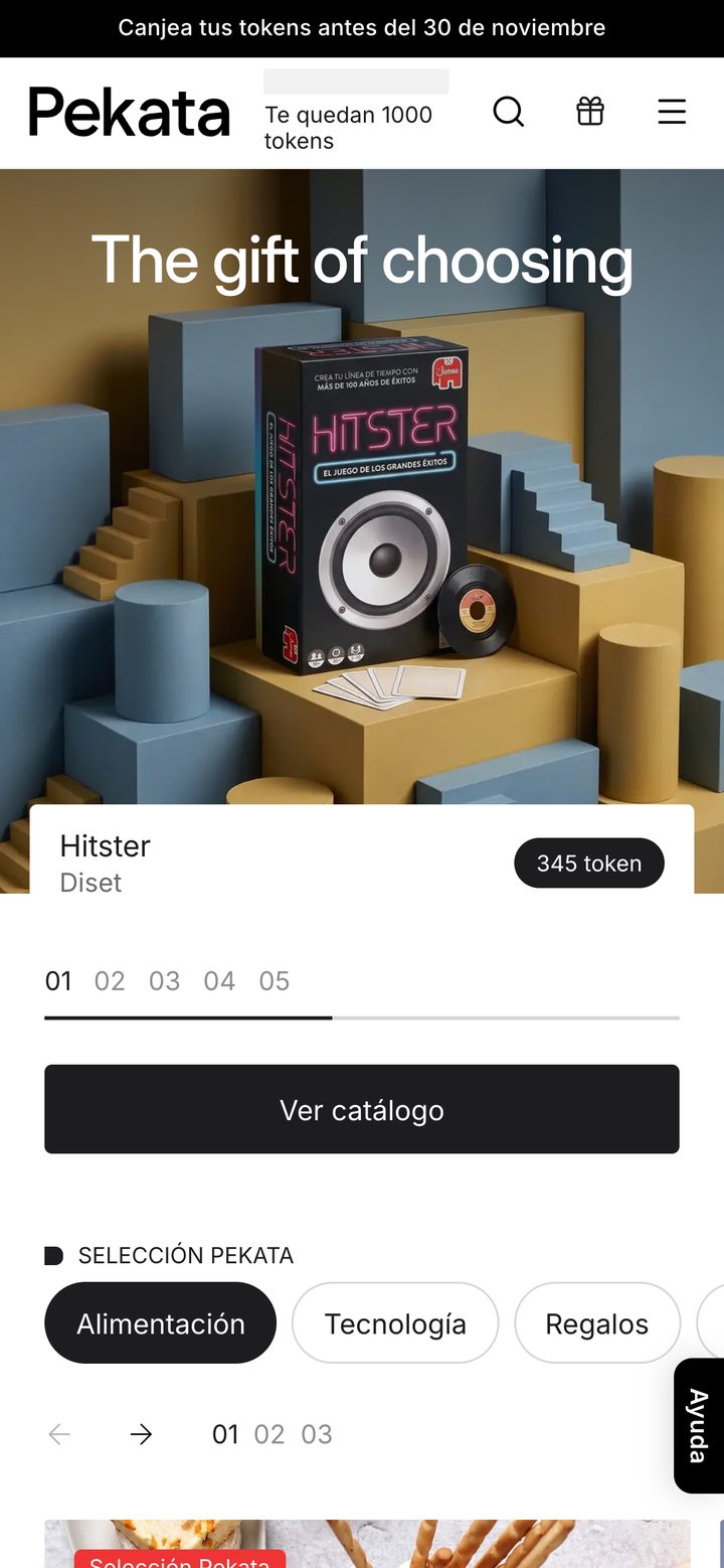 The selection portal on mobile: the campaign homepage and categories